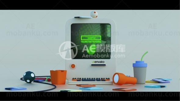 电脑卡通标志logo演绎动画AE模版