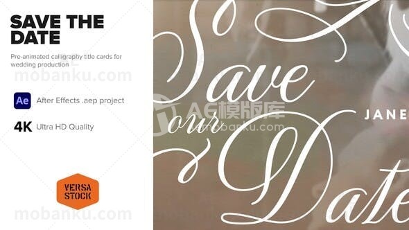 保存日期文字标题动画AE模版