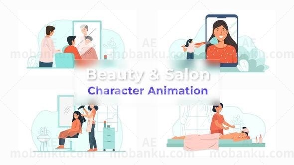 美容和沙龙动画场景包AE模版