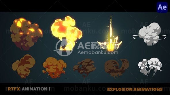 卡通Flash 2D FX爆炸特效AE模版