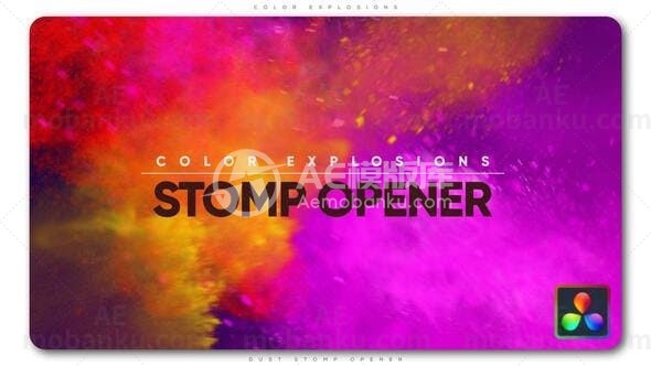 彩色爆炸快闪视频开场AE模版