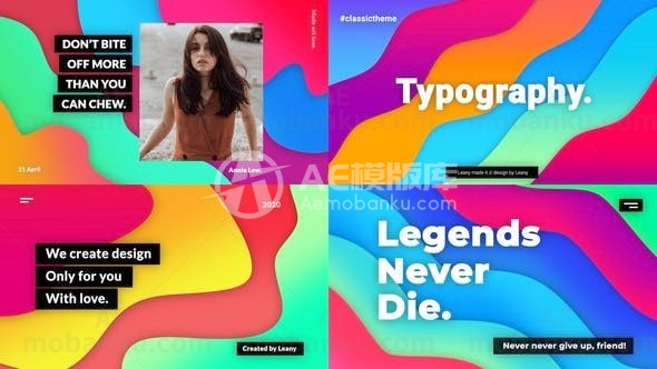 彩色创意字体排版动画AE模版