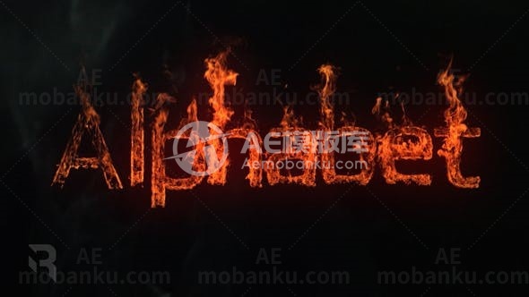 史诗火字母表动画AE模版