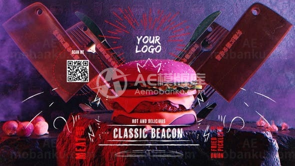 菜单食品介绍logo演绎动画AE模版