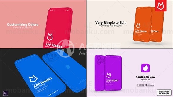 扁平手机APP促销动画AE模版