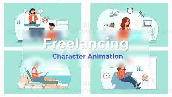 自由职业说明和动画场景包AE模版