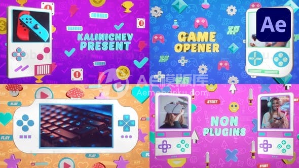 游戏像素视频开场动画AE模版