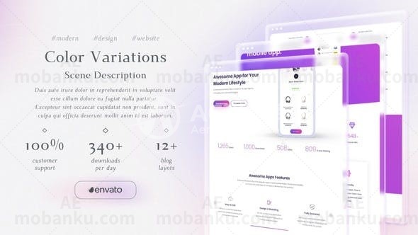 玻璃质感特效网站介绍AE模版