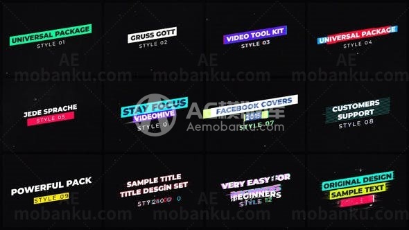 信号干扰文字排版动画AE模版