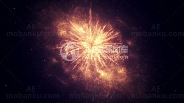 金色颗粒爆炸logo演绎动画AE模版