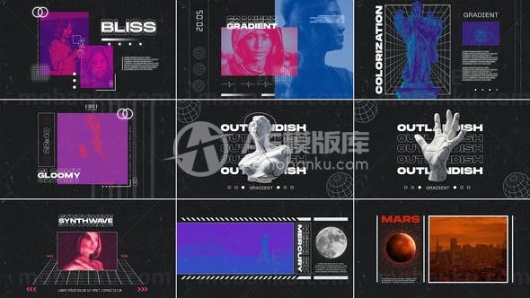 梯度合成波视频开场AE模版