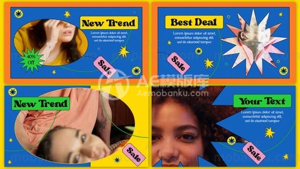 图形复古图片展示AE模版