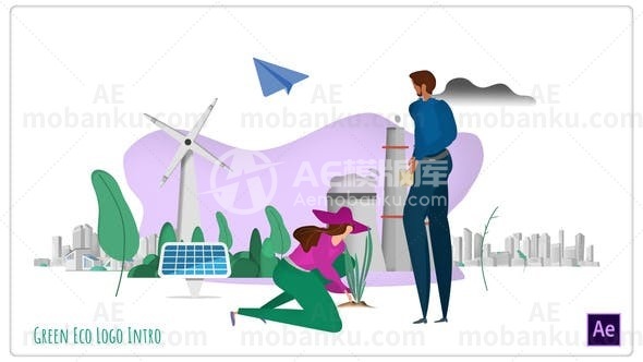 绿色生态标志介绍AE模版