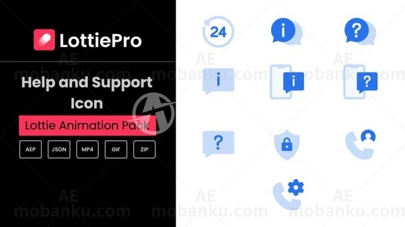 帮助和支持图标AE模版