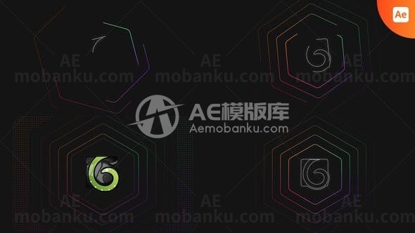 六角现代标志logo演绎动画AE模版