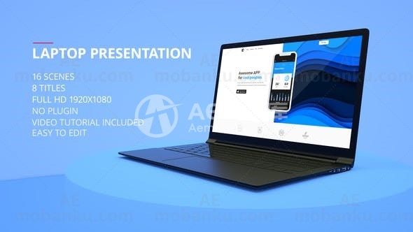 笔记本电脑演示动画AE模板