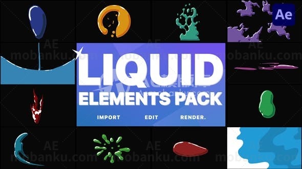 液体MG动画创意元素AE模板