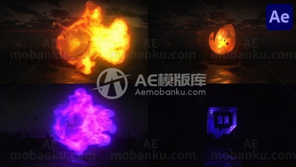 烈火燃烧logo演绎动画AE模板