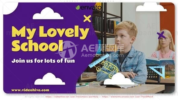 学校视频开场动画AE模板