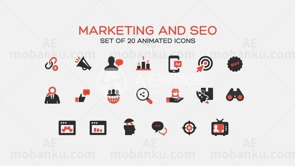 营销和搜索引擎优化图标AE模板