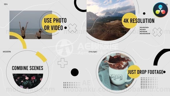 现代视频开场达芬奇模板