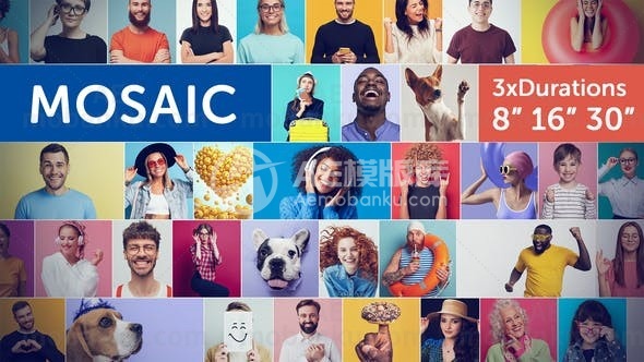 马赛克logo演绎视频开场AE模板