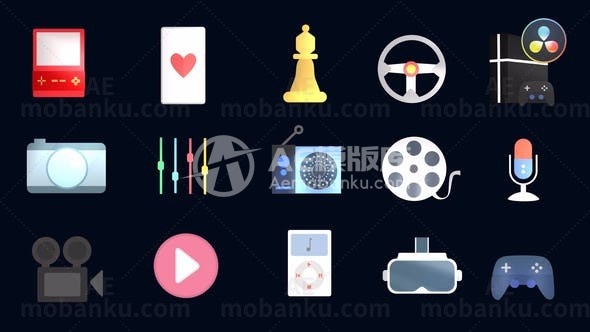 多媒体和游戏图标AE模板