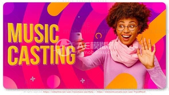 音乐选角介绍动画AE模板