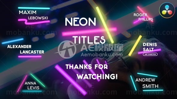 霓虹彩色文字标题达芬奇模板