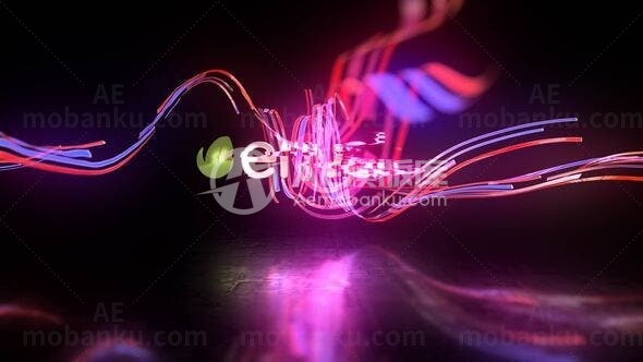 霓虹灯色带logo演绎动画AE模板