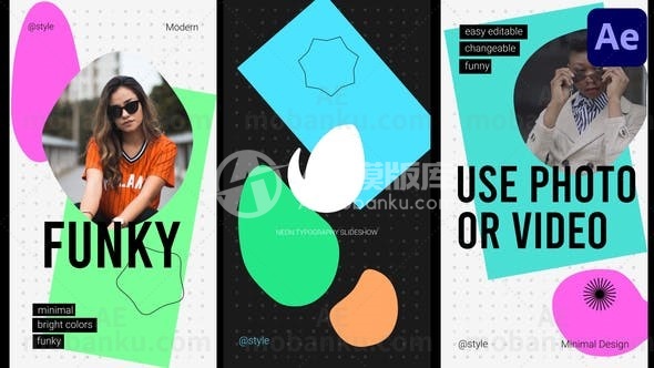 霓虹灯社交媒体图文展示动画AE模板