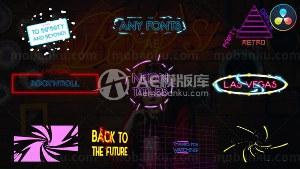 霓虹灯文字标题动画达芬奇模板