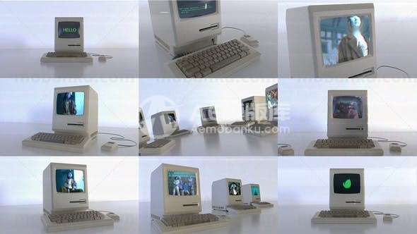 旧电脑视频开场动画AE模板