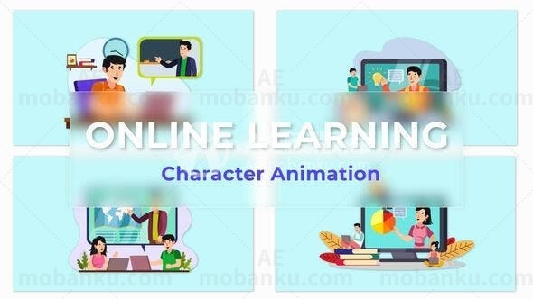 在线学习动画场景包MG动画AE模板