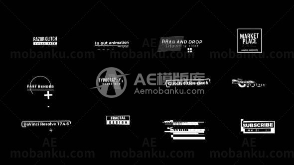 剃刀故障标题动画AE模板