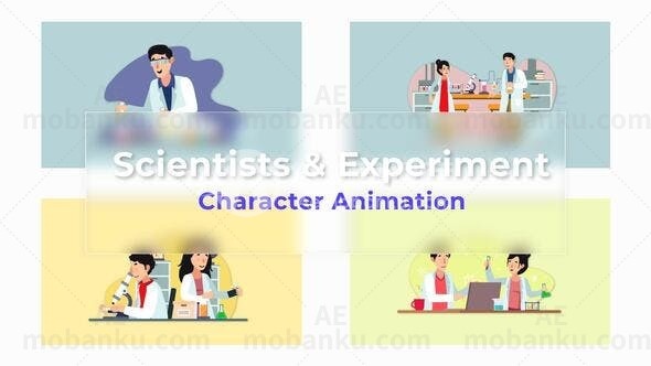 科学家和实验动画场景包AE模板