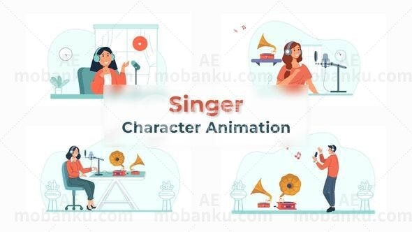 歌手角色动画场景包AE模板