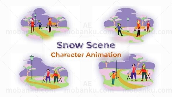 雪角色动画场景包动画AE模板