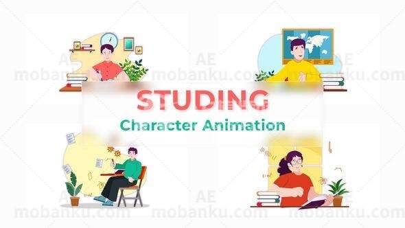 学习人物动画场景包MG动画AE模板