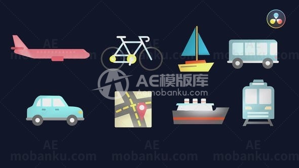 运输图标动画AE模板