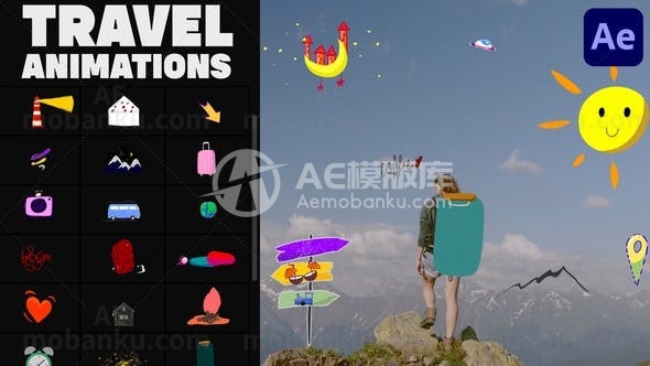旅行创意视频动画AE模板
