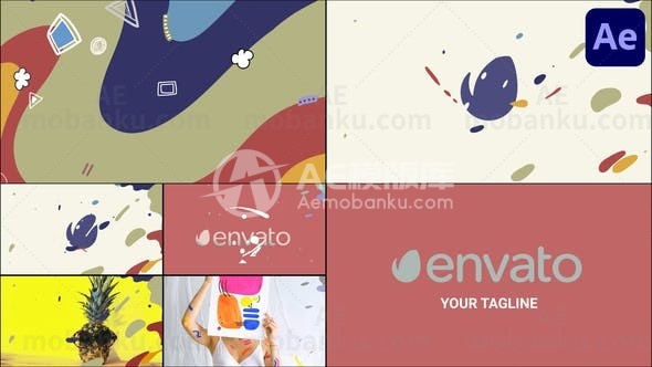 波浪logo演绎动画AE模板