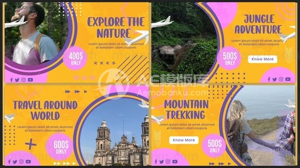 世界旅行图文展示AE模板