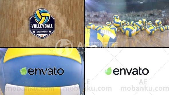 排球logo演绎动画AE模板
