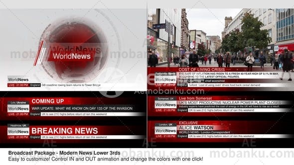 现代新闻字幕条动画AE模板