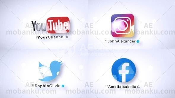 社交媒体logo演绎动画AE模板