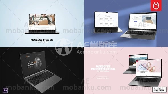 网站展示笔记本电脑模型AE模板