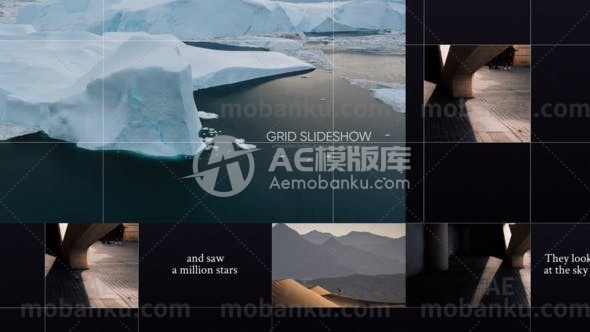 网格创意图文展示动画AE模板