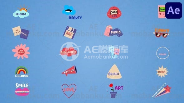 卡通创意标题AE模板