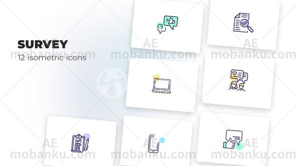 27077调查-utline图标动画AE模板Survey – Оutline Icons